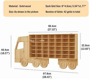 Armoire de rangement pour artisanat en <span class=keywords><strong>bois</strong></span> autoportante murale jouet <span class=keywords><strong>voiture</strong></span> vitrine organisateur peut contenir 42 voitures moulées sous pression présentoir - Product Image 2