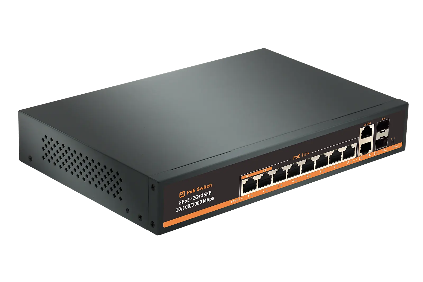 Best New Product OEM/ODM Active 8* 10/100/1000Mbp port 8+2+2 port full Gigabit AI PoE switch IEEE802.3af/at network switch