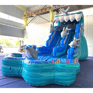 Trượt Nước Mùa Hè Hawaii Phong Cách Jumper Với Slide Đại Dương Cá Heo Trượt Nước Inflatable Biển Chủ Đề Màu Xanh Trượt Nước - Product Image 3