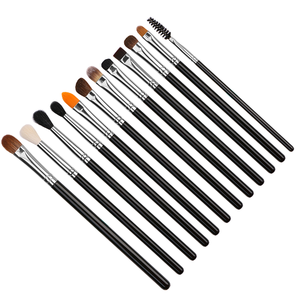 Tốt Nhất Bán Bóng Màu Đen Xử Lý 12Pcs Chất Lượng Cao Đồng Ferrule Động Vật Tự Nhiên Tóc Mặt Lông Mi Bàn Chải Lông Mày Lược Mắt <span class=keywords><strong>Makeu</strong></span> - Product Image 1