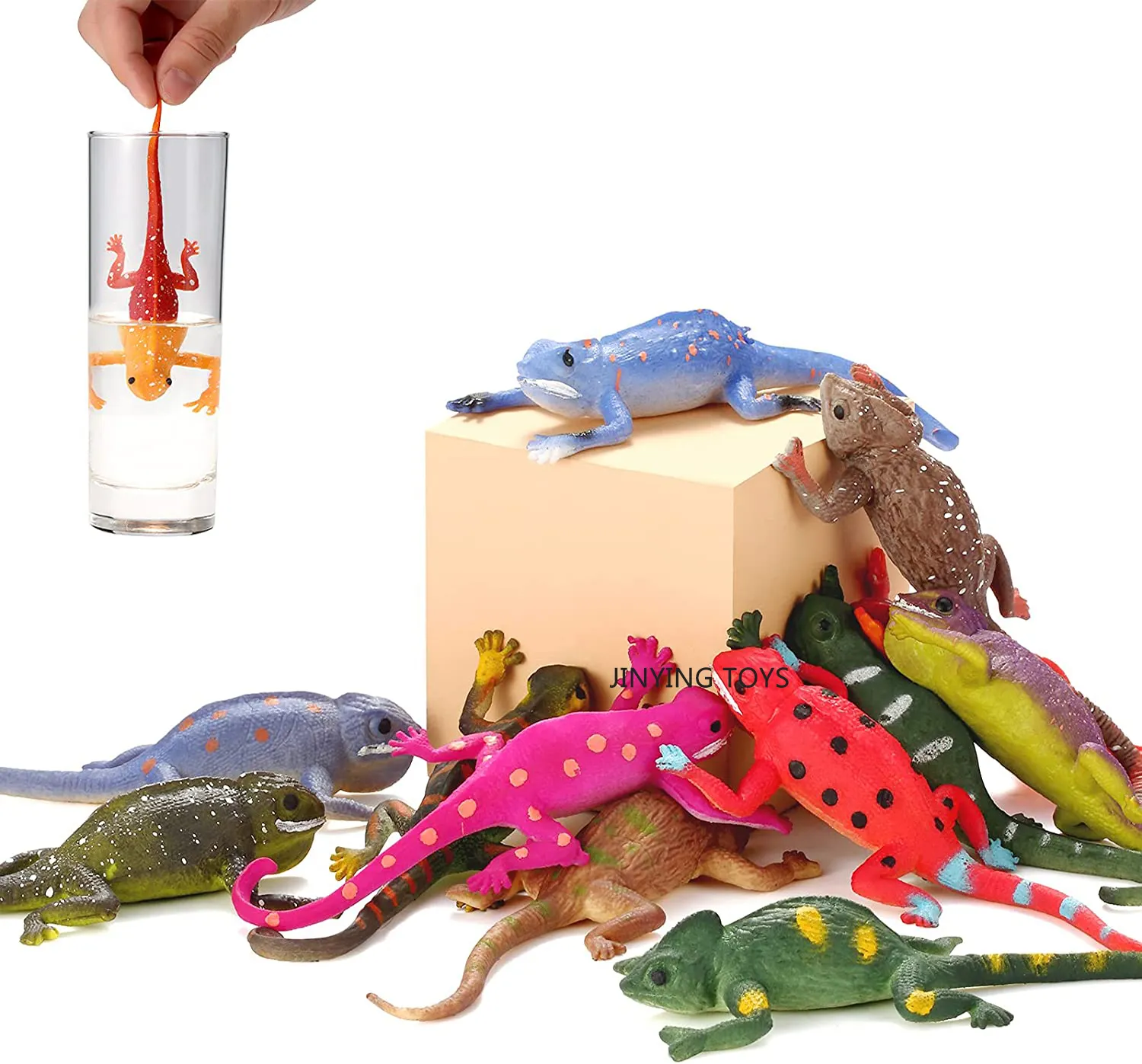 Custom TPR Color Change Animal Figurine Toys,Color Changeable Lizard and Stretchy Realistic Reptile Toy Set