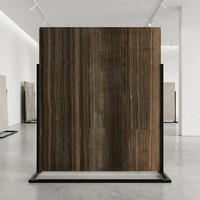 Dalle de marbre brun tabac Eramosa, pierre canadienne, grain de bois, brun foncé, finition polie pour comptoir, meuble-lavabo, revêtement de sol