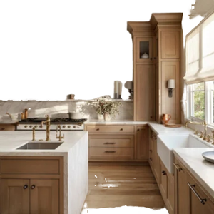 Gabinetes de Cocina Modulares de Madera Maciza GINO OEM/ODM con Puertas Planas y Estilo Shaker, <span class=keywords><strong>RTA</strong></span>, Directo de Fábrica - Product Image 1