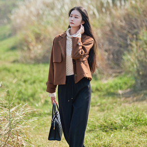 <span class=keywords><strong>Blazer</strong></span> Corto Vintage para <span class=keywords><strong>Mujer</strong></span> con Bordado Folclórico, Solapa y Bolsillos Grandes, <span class=keywords><strong>Chaqueta</strong></span> Corta Oversize de Otoño - Product Image 2