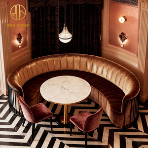 Ensemble de table et de chaises de café en marbre rond de luxe haut de gamme, canapé de café, banquette de <span class=keywords><strong>restaurant</strong></span> en demi-cercle, mobilier de restauration - Product Image 1