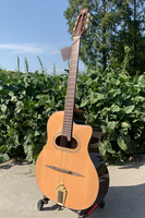 High Grade Vintage String Instrument Aiersi Brand Handmade Solid Cedar Top Rosewood Body D Sound Hole Glossy Gypsy Jazz Guitar