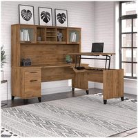 Bureau d'ordinateur de type L réglable avec étagère grand bureau avec hauteur confortable pour une utilisation au bureau à domicile