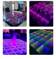 Pista de Baile LED con Espejo Infinito 3D, Portátil, RGB, Vidrio Templado, Iluminada, Cableada, Pista de Baile LED con Espejo 3D Portátil