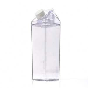 Bouteille d'eau en plastique de forme de carton de lait de 750 ml pour les fêtes, en plastique carré transparent - Product Image 3