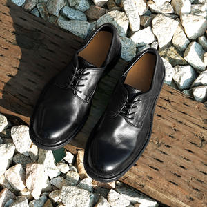Chaussures derby en cuir véritable pour hommes, faites à la main, à la mode, rétro, à semelle épaisse, bout rond, à lacets. - Product Image 5