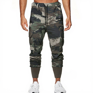 Pantalones deportivos con estampado de camuflaje para hombre, cintura elástica con cordón, múltiples bolsillos, pantalones deportivos informales para otoño - Product Image 1