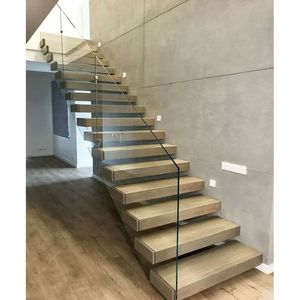 <span class=keywords><strong>Escalier</strong></span> flottant en bois massif au design moderne avec garde-corps en verre pour villa <span class=keywords><strong>ou</strong></span> appartement de luxe <span class=keywords><strong>Escalier</strong></span> intérieur droit - Product Image 4