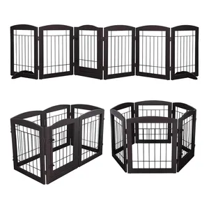 Extra Wide Dog Gates With Walk Through Door Wooden Freestanding Pet Gate Puppy Safety Fence Dog Playpen
