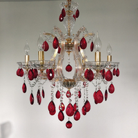 Lustre décoratif en cristal rouge doré de luxe européen, grand modèle, lustres modernes en cristal pour la maison, le hall d'hôtel, la décoration de mariage