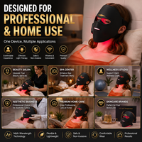 Masque facial LED rechargeable portable, design léger en silicone, contrôleur intelligent, lumières multi-longueurs d'onde pour les cliniques