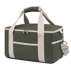 Wholesale Insulated Canvas Lunch Cooler Bag with Adjustable Shoulder Straps Portable Collapsible Soft Lunch Bag - Product Image 1