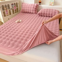 Vente en gros de draps-housses en velours bouclé chaud d'hiver, doux, en fausse fourrure de lapin, pour matelas