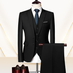 Precio de fábrica, traje de boda de lujo de 3 piezas para hombre, moda delgada, Color sólido, conjuntos de oficina de negocios, chaqueta de gran tamaño para hombre, pantalones y Ves - Product Image 3
