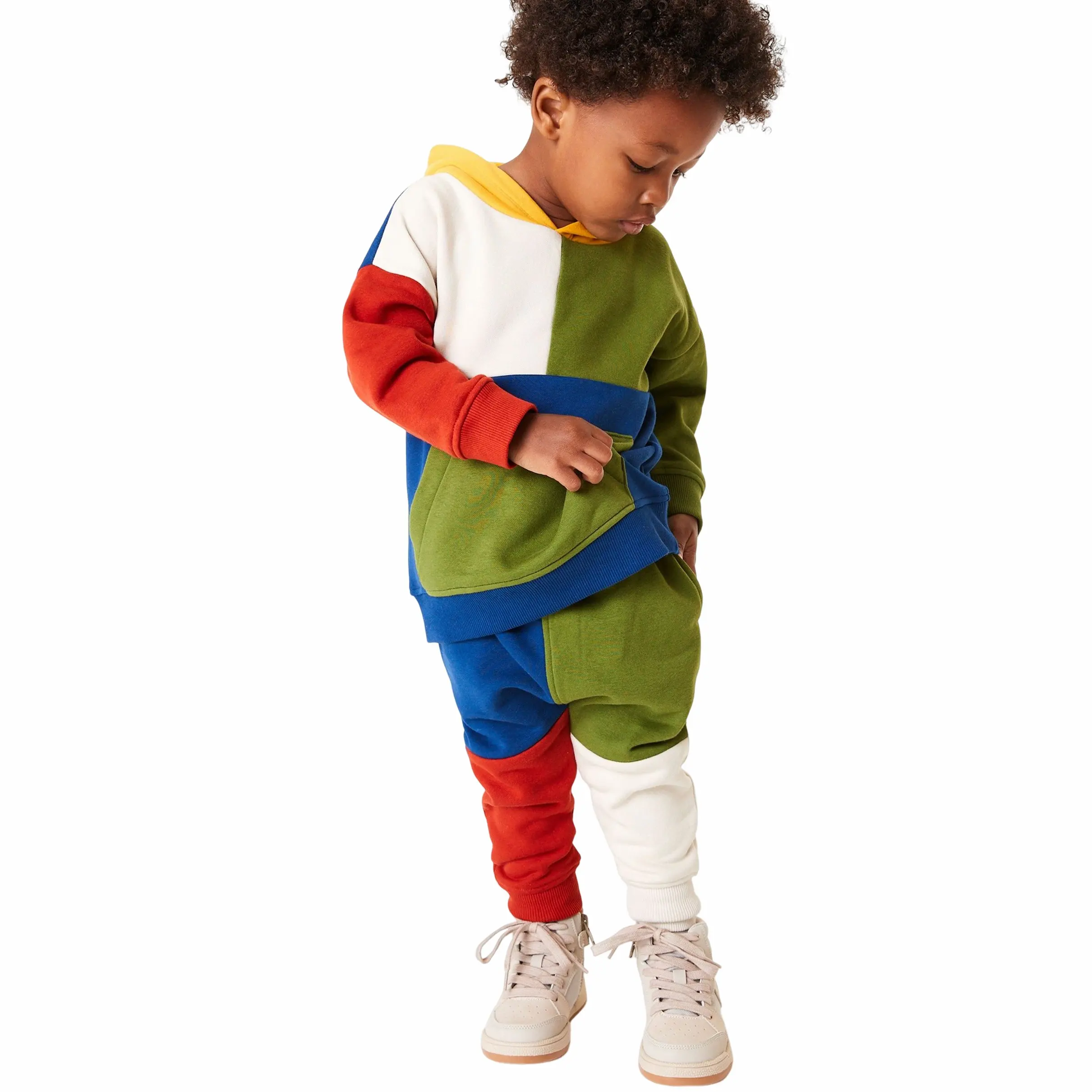 Ensemble de vêtements pour garçons Ensemble de vêtements pour enfants Marque privée à blocs de couleurs pour bébés garçons Vêtements d'automne pour enfants Vêtements de créateurs pour enfants