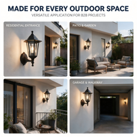 Lanterne de jardin européenne avec détecteur de mouvement, lampe murale extérieure étanche avec diffuseur en verre, garantie de 3 ans