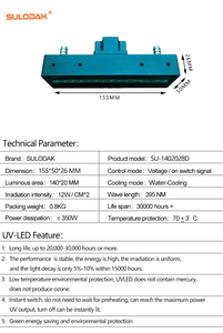 Système de durcissement par lampe LED UV industrielle refroidie par eau 14020 350w 385-395 NM pour impression UV sur écran pour <span class=keywords><strong>Toshiba</strong></span> CE4M, Ricoh G5/G6 - Product Image 3
