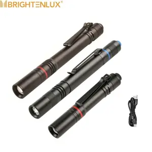 Süper parlak yüksek güç zoom özel led mini el feneri şarj edilebilir penlight kalem meşale ışık tıbbi kalem meşale