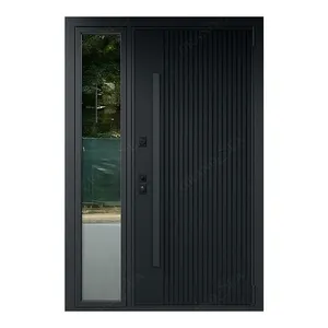 Apartment House Security Aluminum Door Pivot Center Front Door With Side Lights Modern Pivot Entrance Single Steel Door