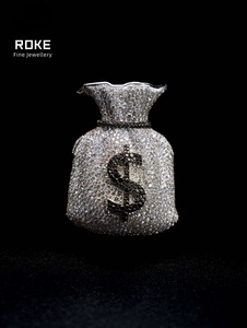 Colgante de Letra Bicolor 3D con Diamantes de Laboratorio - Joyería de Lujo Convertible en Oro de 9K/<span class=keywords><strong>14K</strong></span> Estilo Hip Hop (Certificado IGI) para Boda, Compromiso, Fiesta - Product Image 5