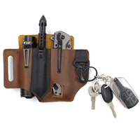 Organisateur de ceinture EDC en cuir, livraison en 3 jours, étui multi-outils pour ceinture, pochette tactique pour ceinture avec porte-clés pour lampe torche, couteau, stylo