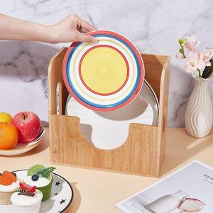 Wooden Dish <b>Rack</b> Kitchen Countertop <b>Plate</b> Organizer Open Access Space Saving Tableware Shelf - Product Image 1