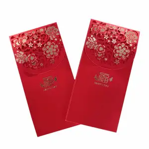 Small Festival Gift Packaging Custom Made Red Paper Envelope Customized Chinese New Year Red Pocket Envelope