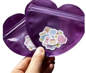 Pochette en forme de cœur découpée, sacs refermables rouges et roses, sacs en Mylar de forme spéciale pour cadre photo - Product Image 3