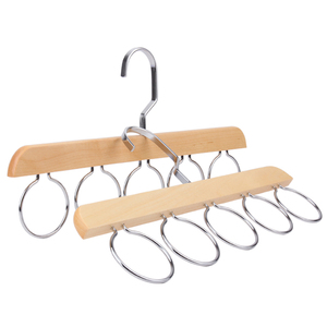 Percha de madera de nogal y acero inoxidable Betterall, color marrón, personalizada para corbatas, bufandas y calcetines - Product Image 1