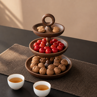 Plateau à fruits à plusieurs niveaux en bois massif, plateau exquis pour le thé et les pâtisseries, présentoir à gâteaux et desserts, plateau pour fruits secs et en-cas