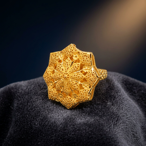 Bagues de mode plaquées or 14K, 18K, 24K en gros, bagues de mariée style Dubaï, bagues traditionnelles, Oro Joyeria - Product Image 5