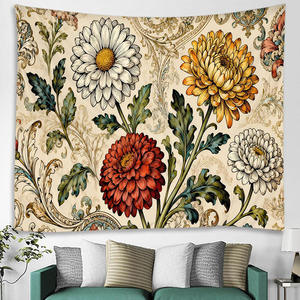 Tapiz de Pared con Estampado Floral de Poliéster, Estilo Bohemio, Decoración Rectangular, Impresión Digital, Patrón Tejido - Product Image 1