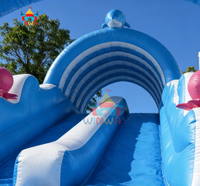 Toboggan aquatique gonflable en PVC écologique sur le thème de l'océan avec piscine pour enfants, idéal pour la location commerciale lors de fêtes/événements estivaux