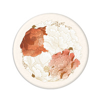 FEEPOP Tapis absorbant l'eau rond style chinois, motif pivoine, dessous de verre pour bureau et table à manger