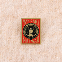 Broche en métal rétro « Make Art Not War » inspirée par Shepard Fairey, motif floral vintage, pour femme