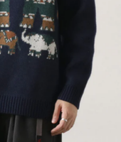 Pull tricoté ODM à motif animalier vibrant pour homme, col rond doux et chaud, décontracté pour l'hiver