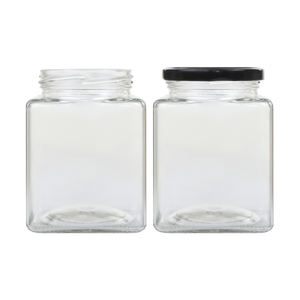 Vente en gros de bocaux carrés en verre de haute qualité pour la mise en conserve de sauce à la confiture de miel avec capuchon en métal - Product Image 1