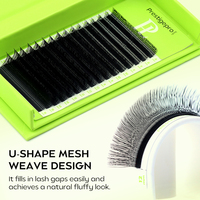 Prestigepro Extensions de cils en U 3D 4D 5D courbure C, greffées, volume brésilien, en PBT, doux, effet vison synthétique, dos en feuille