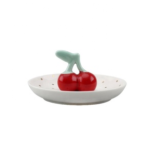 Cherry Decorations Ceramic Earring Necklace Holder Display Cute Ceramic <strong>Ring</strong> Dishes <strong>Plates</strong> - Product Image 4