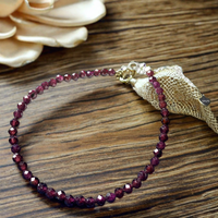 Perhiasan Batu Alam Perak Sterling 925 Asli, Manik-manik Garnet Bersegi, Gelang Kristal Penyembuh, Tersedia