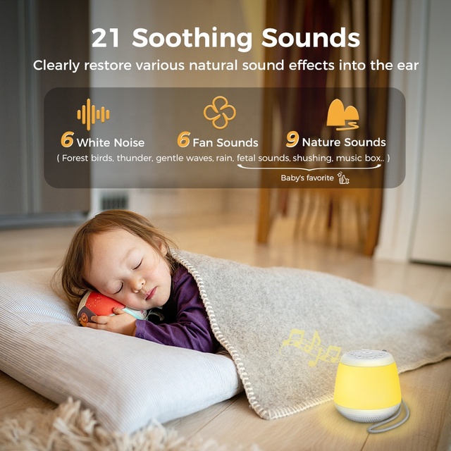 HiFiD 21 Soothing Sounds 8 Color Mini Portable Sound Mixture Machine Light White Noise Machine with Battery and Colour Lights
