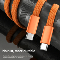 Cable plano trenzado USB-C a USB-C con carga rápida PD de 60W, cable tipo C de alta velocidad para teléfonos inteligentes Android