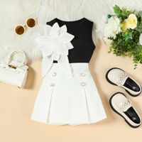 Haut sans manches à fleurs 3D décoratives et culotte unie pour filles, style transfrontalier euro-américain