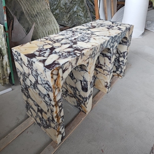 Décoration de maison Style nordique moderne meubles en pierre forme d'arc entrée italien Calacatta alto marbre décor <span class=keywords><strong>Console</strong></span> Tables - Product Image 4