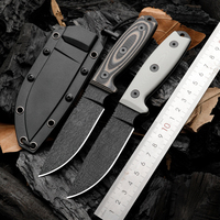Couteau à lame fixe américain EDC de survie avec manche G10, couteau tactique de camping et de chasse avec étui Kydex