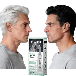 Crème colorante capillaire permanente végane personnalisée, noire, teinture capillaire soufflée, sans ammoniaque, sans peroxyde, couvre 100% les cheveux gris - Product Image 1